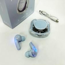 Бездротові навушники TWS T8 PRO з прозорим кейсом Вакуумний LED дисплей Bluetooth 5.3. JC-391 Колір: блакитний