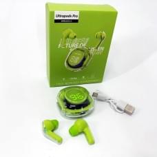 Бездротові навушники TWS T8 PRO з прозорим кейсом Вакуумний LED дисплей Bluetooth 5.3. BC-513 Колір: зелений