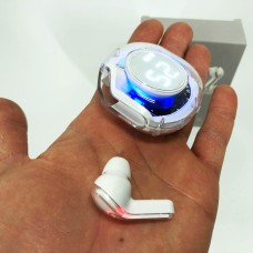 Бездротові навушники TWS T8 PRO з прозорим кейсом Вакуумний LED дисплей Bluetooth 5.3. Колір: білий