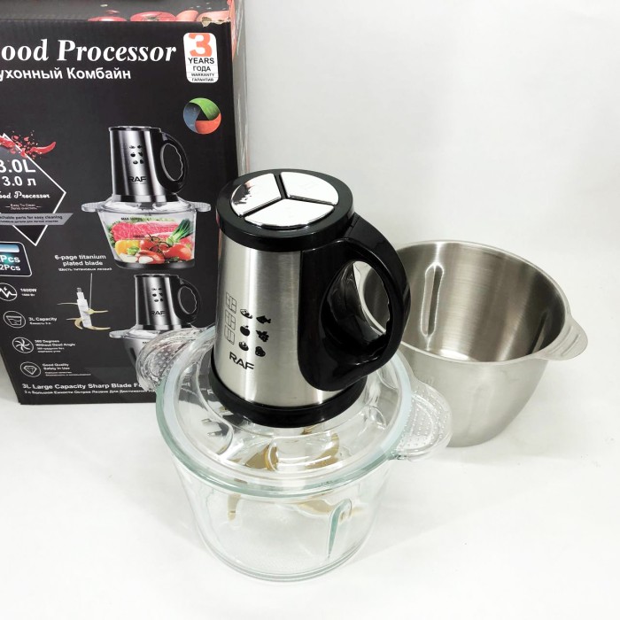 Побутовий подрібнювач продуктів для дому RAF R.7028 300 Вт 3 л, Блендер з гострим лезом CB-43