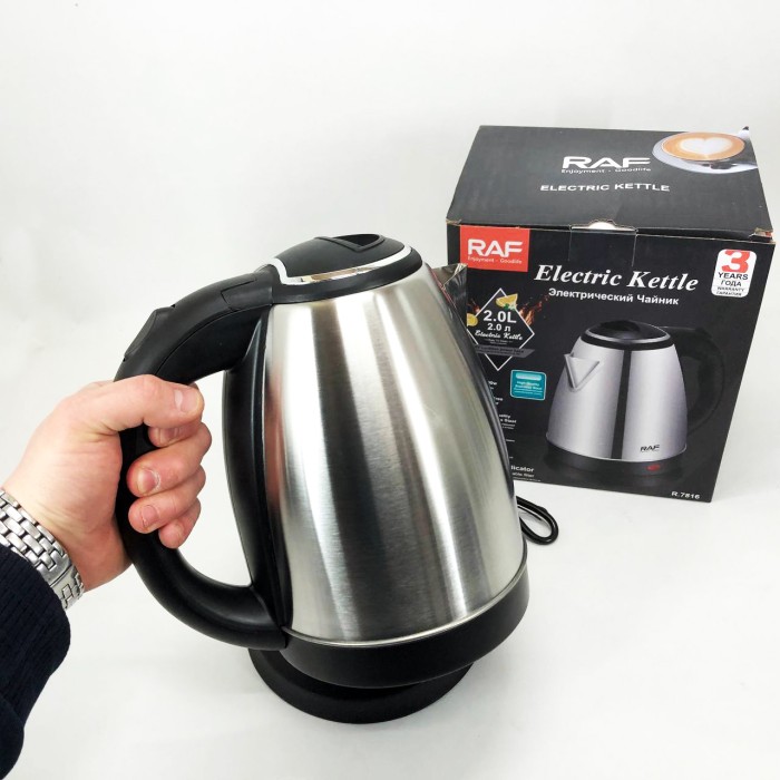 Чайник металевий для дому RAF R.7816 2 л 1500 Вт, Потужний чайник для кип'ятіння, Гарний електрочайник MV-47