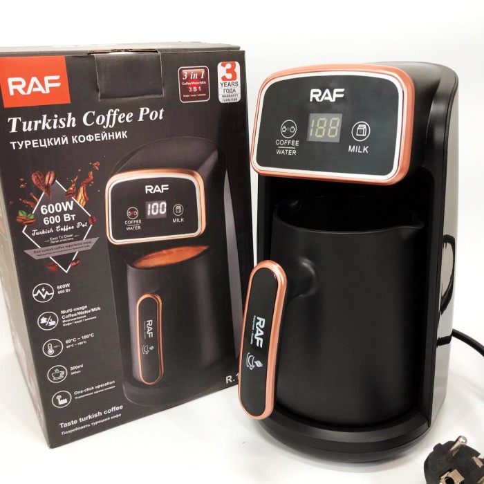 Електрична турка для справжнього смаку кави RAF R.117 300 мл 600 Вт, Електротурка електрична HK-62