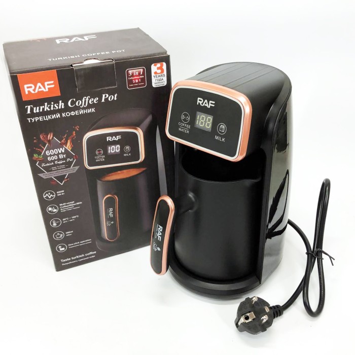Електрична турка для справжнього смаку кави RAF R.117 300 мл 600 Вт, Електротурка електрична HK-62