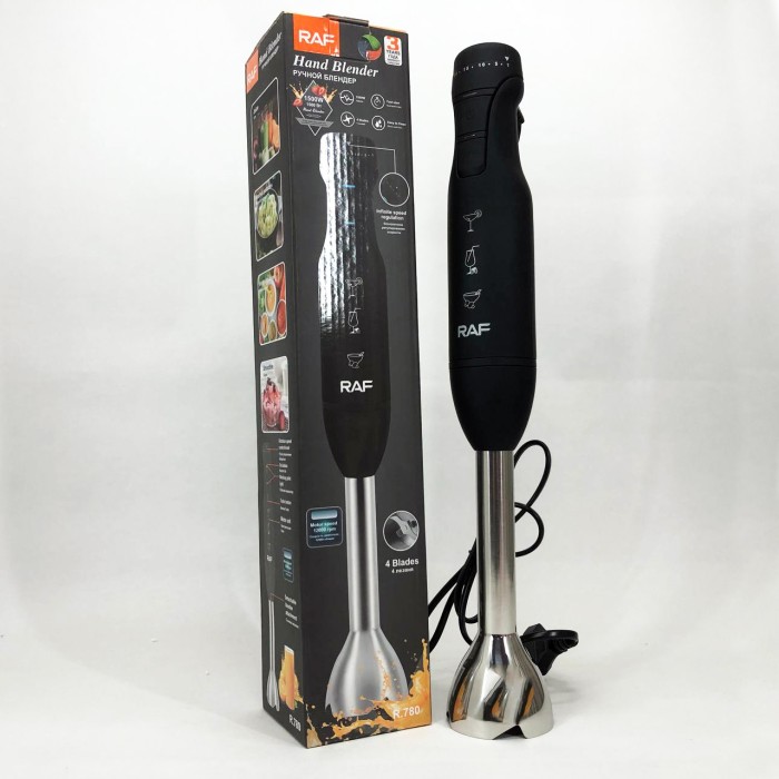 Гарний занурювальний блендер для дому RAF R.780 1500 Вт, Кухонний комбайн металевий NJ-90