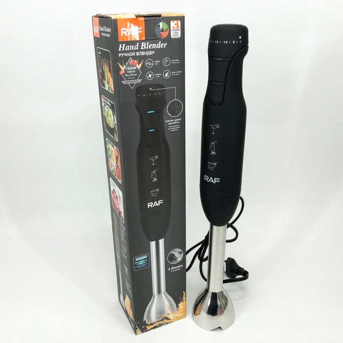 Гарний занурювальний блендер для дому RAF R.780 1500 Вт, Кухонний комбайн металевий NJ-90