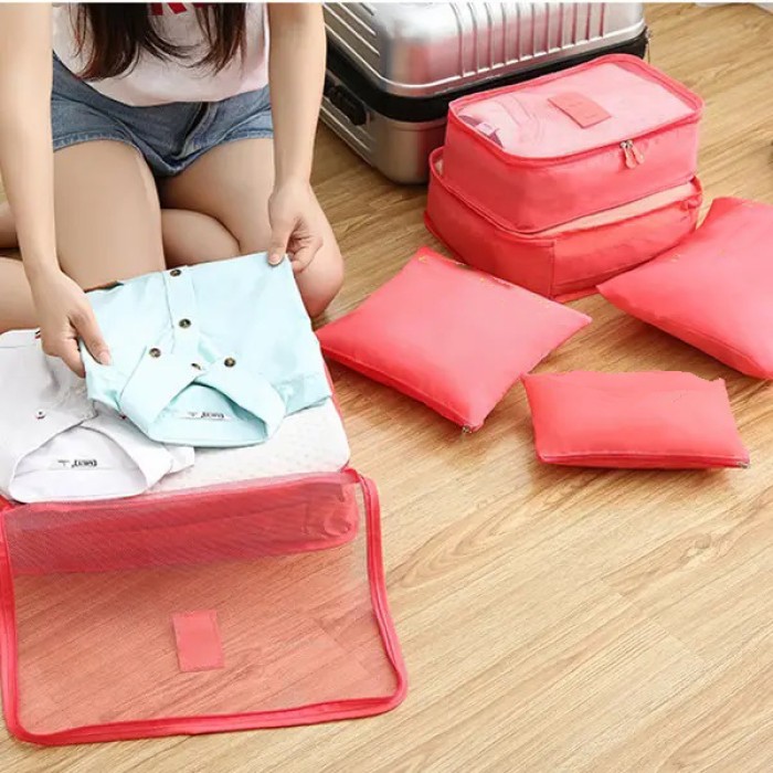 Набір дорожніх органайзерів 6 шт. Колір: рожевий ZQ-97