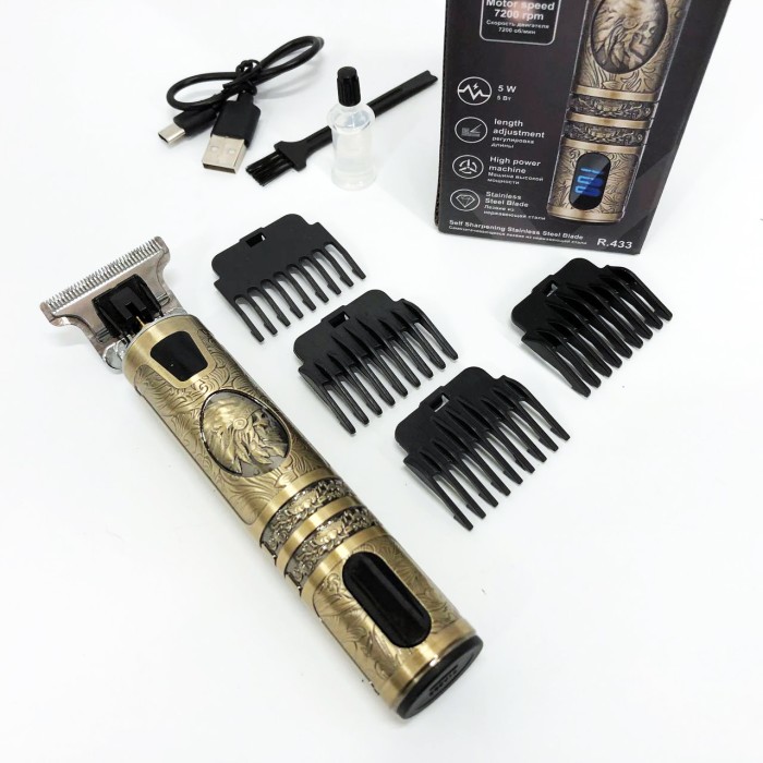 Машинка для стрижки з додатковими насадками RAF R-433, Профі машинка для стрижки волосся AF-21