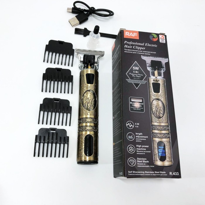 Машинка для стрижки з додатковими насадками RAF R-433, Профі машинка для стрижки волосся AF-21