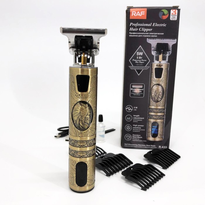 Машинка для стрижки з додатковими насадками RAF R-433, Профі машинка для стрижки волосся AF-21