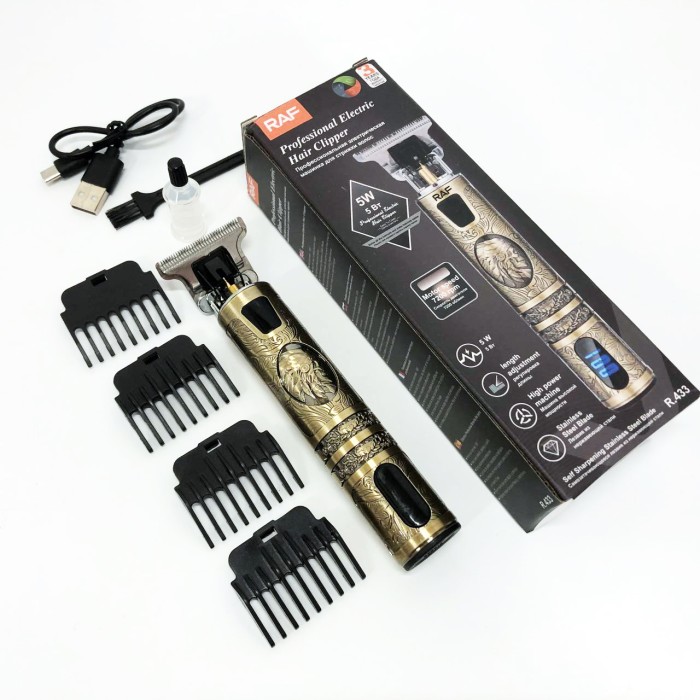 Машинка для стрижки з додатковими насадками RAF R-433, Профі машинка для стрижки волосся AF-21
