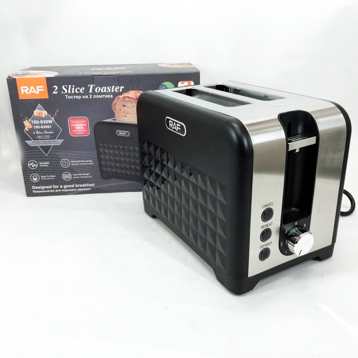 Електричний тостер для підсмажування хліба RAF R.2101 900 Вт, Кухонний тостер для бутербродів TD-73
