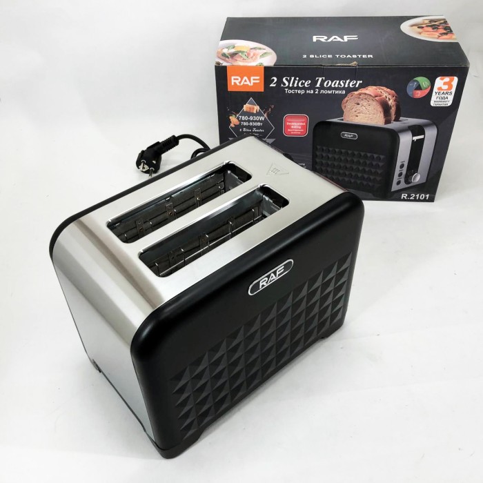 Електричний тостер для підсмажування хліба RAF R.2101 900 Вт, Кухонний тостер для бутербродів TD-73