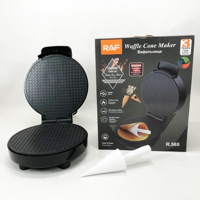 Багатофункціональна вафельниця з антипригарним покриттям RAF R.565 1000 Вт, Якісна побутова вафельниця DX-38