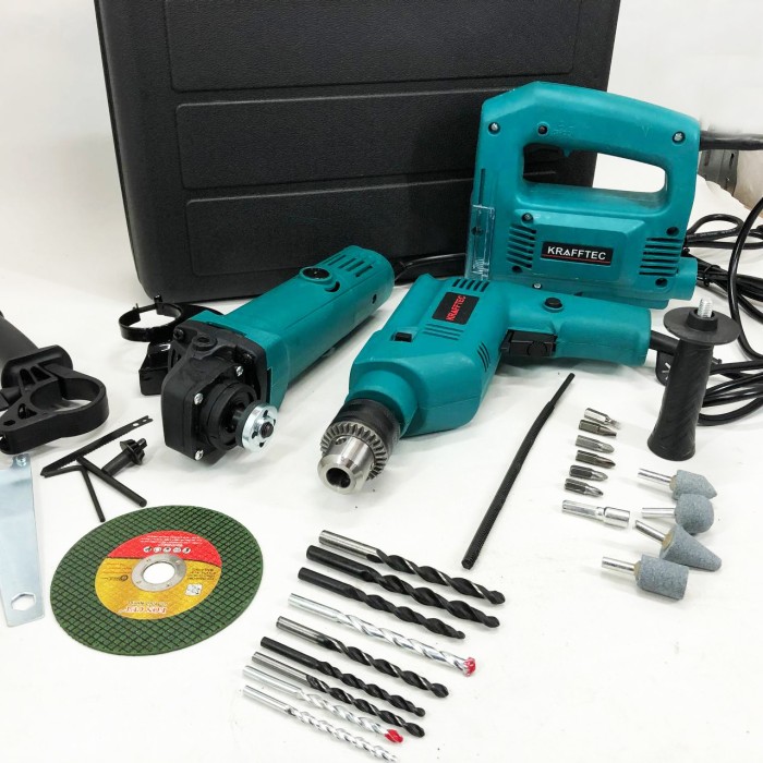 Набір електроінструментів 3в1: мережний ударний дриль, болгарка мережева, електричний лобзик потужний PV-27