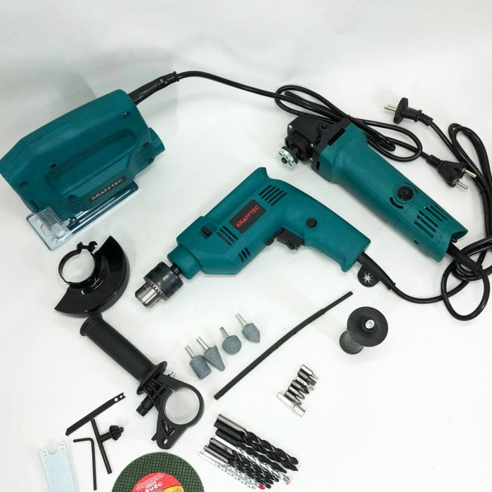 Набір електроінструментів 3в1: мережний ударний дриль, болгарка мережева, електричний лобзик потужний PV-27