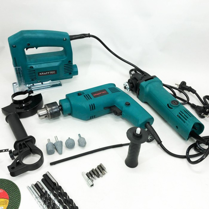 Набір електроінструментів 3в1: мережний ударний дриль, болгарка мережева, електричний лобзик потужний PV-27