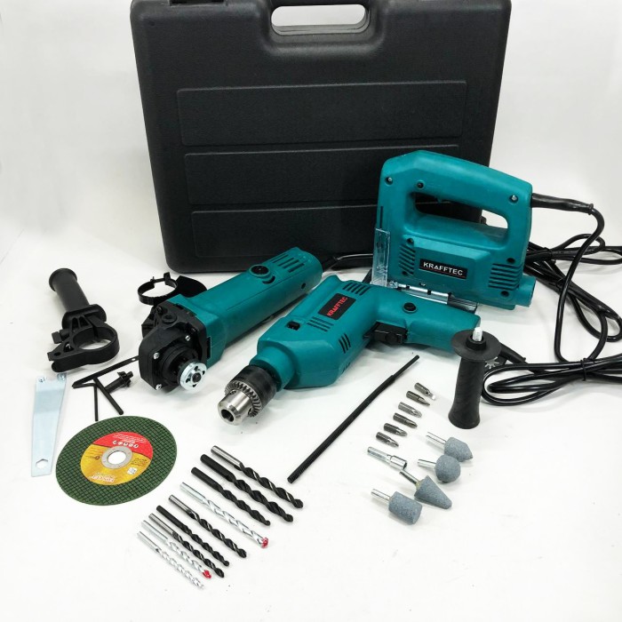 Набір електроінструментів 3в1: мережний ударний дриль, болгарка мережева, електричний лобзик потужний PV-27