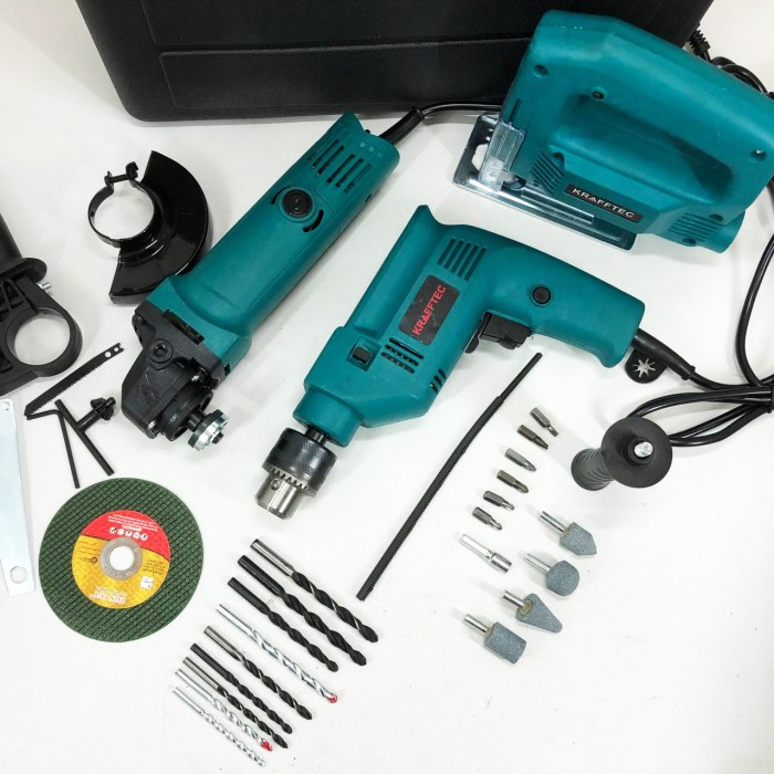 Набір електроінструментів 3в1: мережний ударний дриль, болгарка мережева, електричний лобзик потужний KD-12