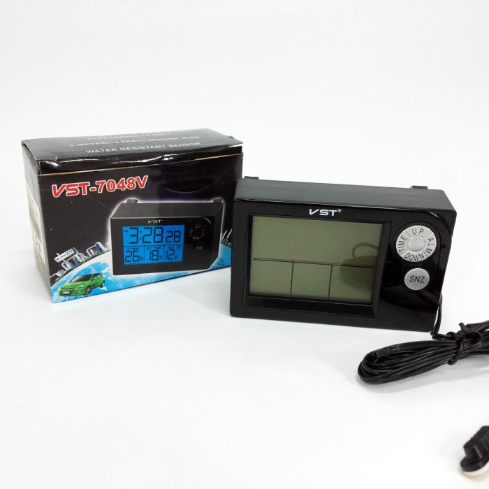 Годинник автомобільний електронні автогодинник VST-7048V для ВАЗ з вольтметром, температурою LN-87