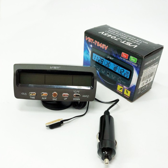 Автомобільний годинник-термометр-вольтметр VST-7045V в прикурювач 12В-24В BZ-49