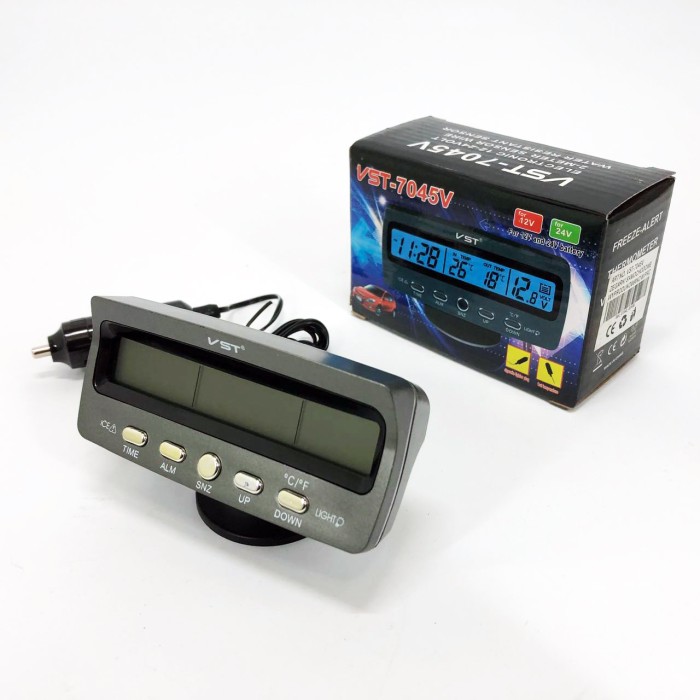 Автомобільний годинник-термометр-вольтметр VST-7045V в прикурювач 12В-24В IU-40