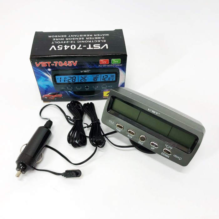 Автомобільний годинник-термометр-вольтметр VST-7045V в прикурювач 12В-24В IU-40