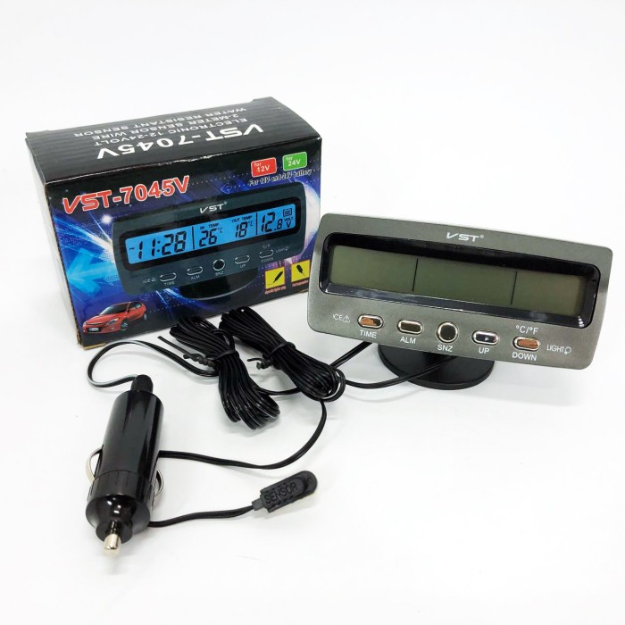 Автомобільний годинник-термометр-вольтметр VST-7045V в прикурювач 12В-24В IU-40