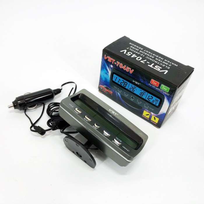 Автомобільний годинник-термометр-вольтметр VST-7045V в прикурювач 12В-24В IU-40