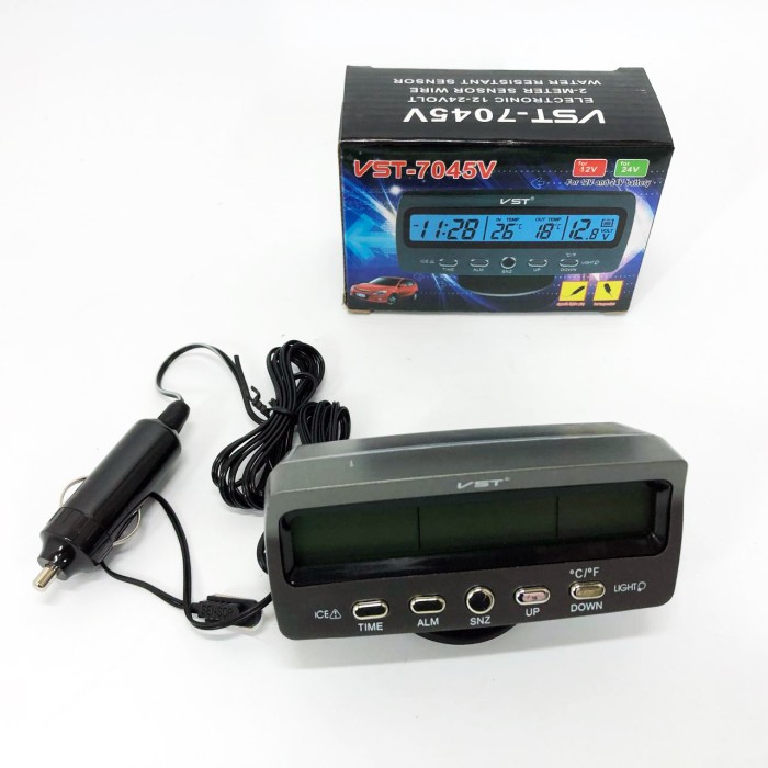 Автомобільний годинник-термометр-вольтметр VST-7045V в прикурювач 12В-24В IU-40