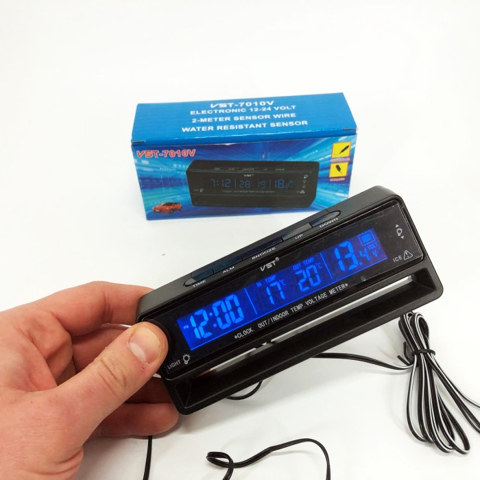Автомобільний годинник з термометром та вольтметром VST-7010V IF-49