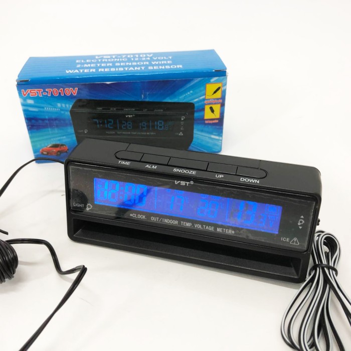 Автомобільний годинник з термометром та вольтметром VST-7010V IF-49