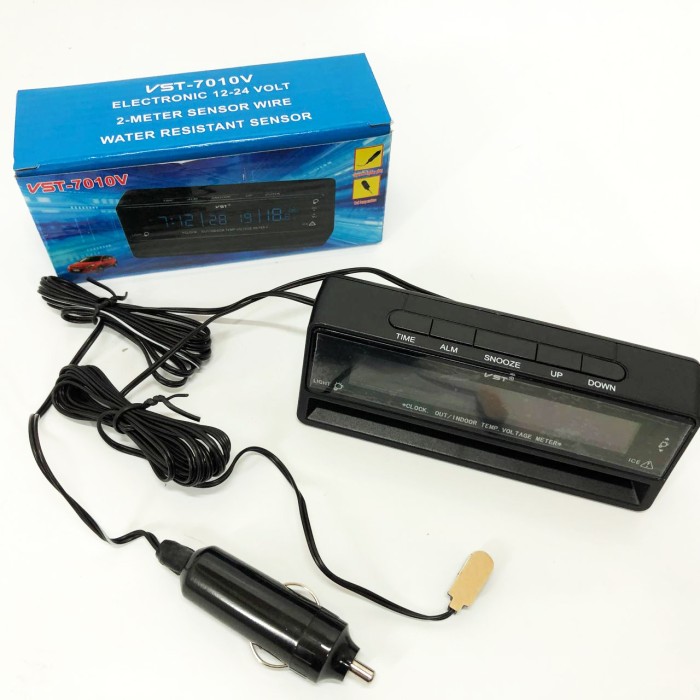 Автомобільний годинник з термометром та вольтметром VST-7010V JS-90