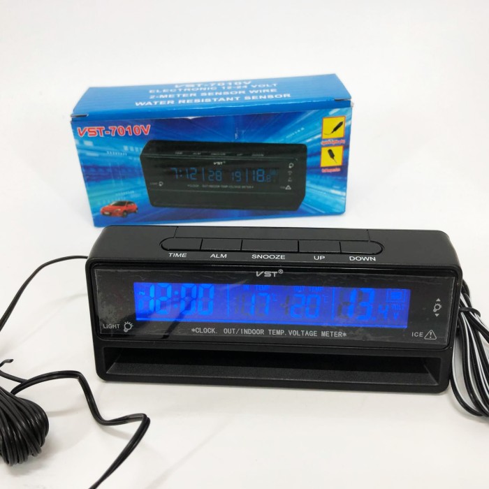 Автомобільний годинник з термометром та вольтметром VST-7010V WL-82