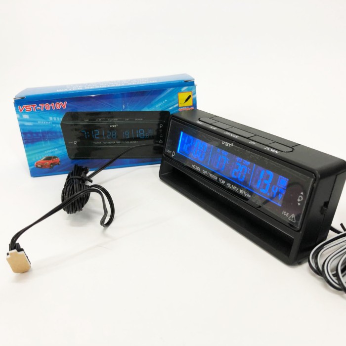 Автомобільний годинник з термометром та вольтметром VST-7010V WL-82