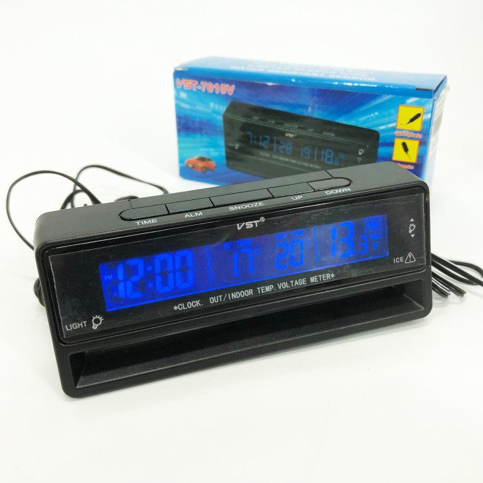Автомобільний годинник з термометром та вольтметром VST-7010V WL-82