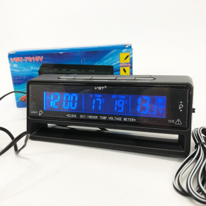 Автомобільний годинник з термометром та вольтметром VST-7010V WL-82