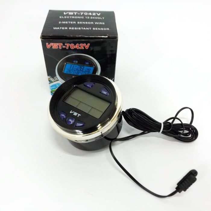 Годинник з термометром VST-7042V з DE-865 блакитним підсвічуванням