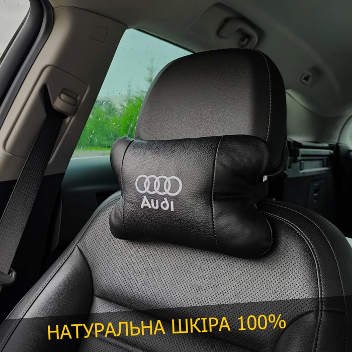 Подушка підголівник для подорожей Audi Ауди 1шт, Подарунок в машину чоловікові, Авто подушки в машину TW-45