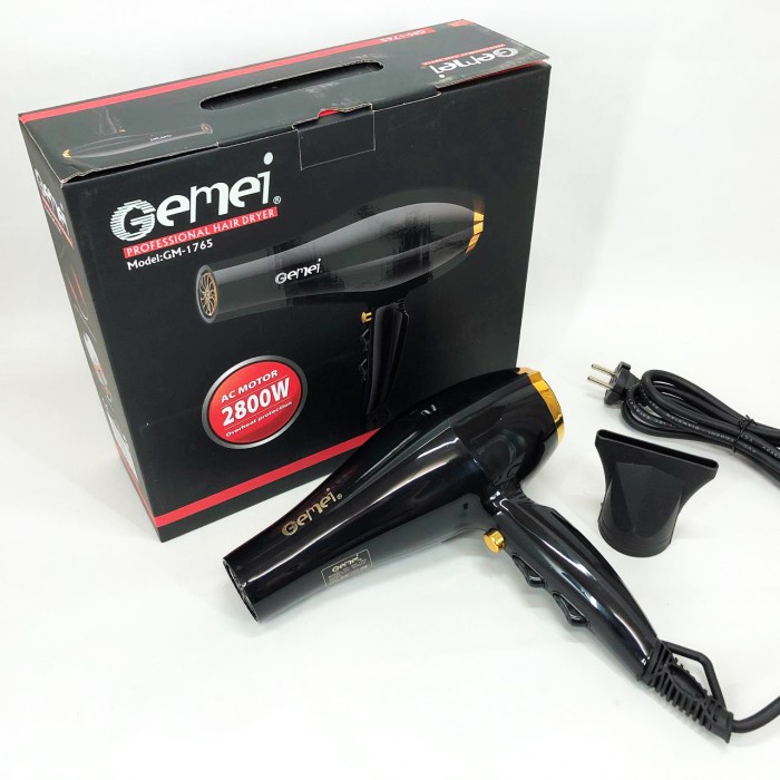 Фен з іонізацією і термозахистом Gemei GM 1765 2800 Вт, Зручний фен для FK-344 укладання волосся