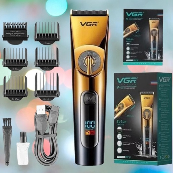 Машинка для стрижки з додатковими насадками VGR V-663, Електрична машинка для стрижки потужна CH-28