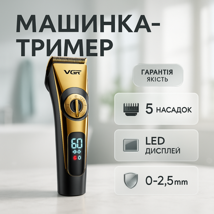 Професійна бездротова машинка для стрижки VGR V-663 тример для волосся, бороди та вусів