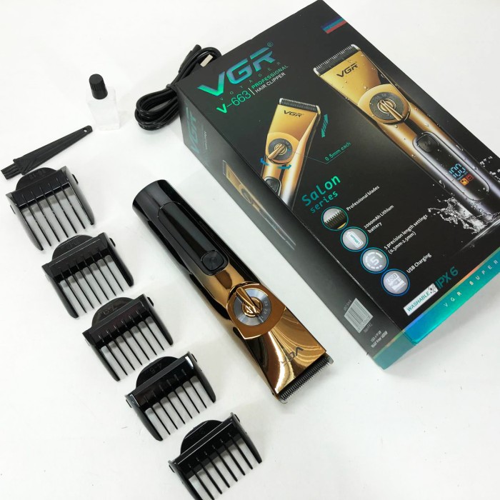Професійна машинка для стрижки з насадками VGR V-663, Машинка для стрижки акумуляторна з насадками SH-54