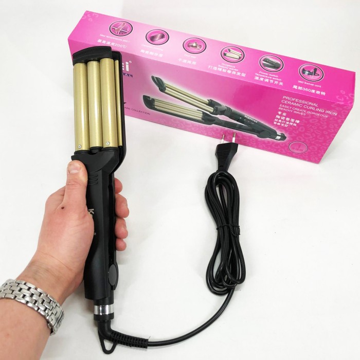 Конусна плойка для прикореневого об'єму Kemei KM-2022, Плойка для накрутки локонів UD-39