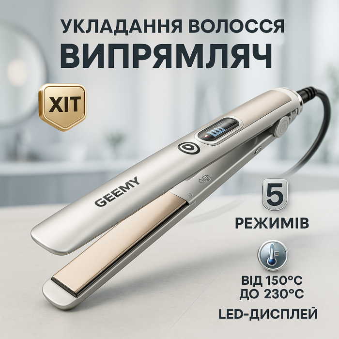 Випрямляч-праска для волосся Gemei GM-416 White
