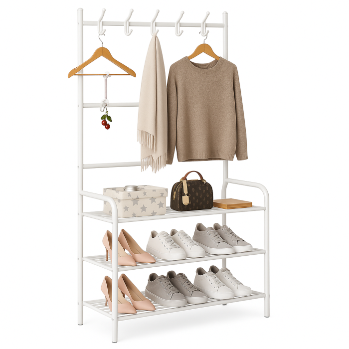 Металева полиця стійка для взуття 154 х 60 х 29, 5 см, Місткий органайзер для зберігання взуття ML-62