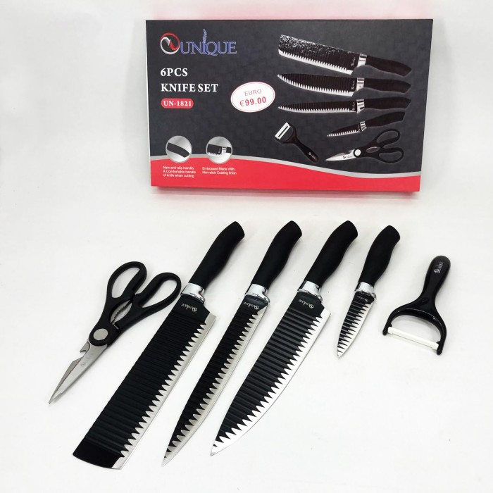 Ексклюзивні кухонні ножі UNIQUE, Набір кухонних ножів преміум, Професійні ножі для домашньої кухні AO-84