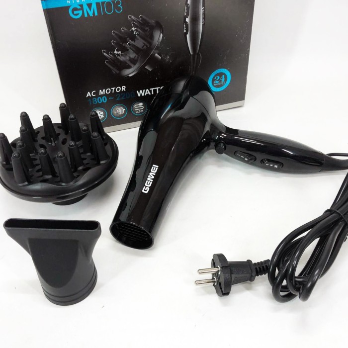 Професійний фен Gemei GM-103 2200Вт для сушіння укладання волосся режими швидкості, температури, сенсор