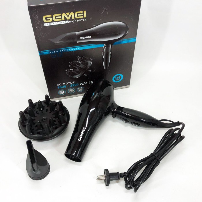 Фен для волосся з регульованою температурою Gemei GM-103 2200 Вт, Фен для укладання з холодним обдувом PH-24