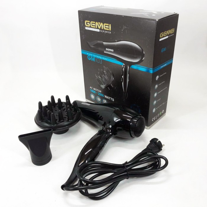 Фен для волосся з регульованою температурою Gemei GM-103 2200 Вт, Фен для укладання з холодним обдувом PH-24