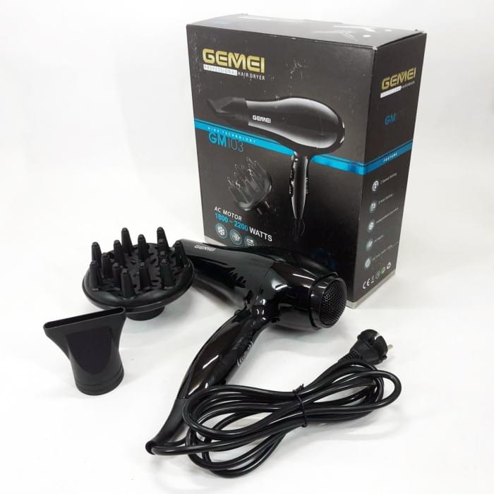 Професійний фен Gemei GM-103 2200Вт для сушіння укладання волосся режими швидкості, SG-492 температури, сенсор